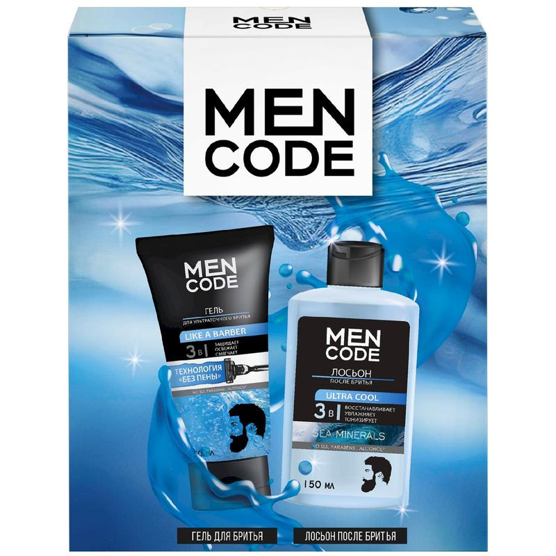 Изображение товара Подарочный набор Men Code Гель для ультраточного бритья и Лосьон после бритья Ultra Cool