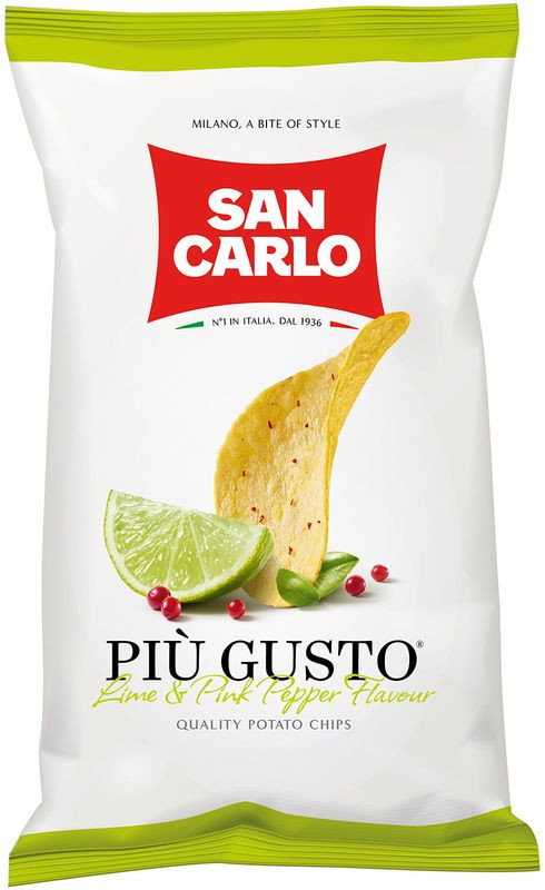 Изображение товара Картофельные чипсы San Carlo Piu Gusto лайм и розовый перец 150г Италия