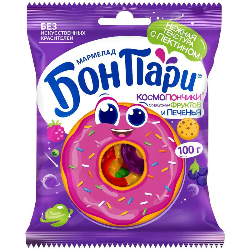 Изображение товара Мармелад Бон Пари Космопончики жевательный фруктовый 100 г