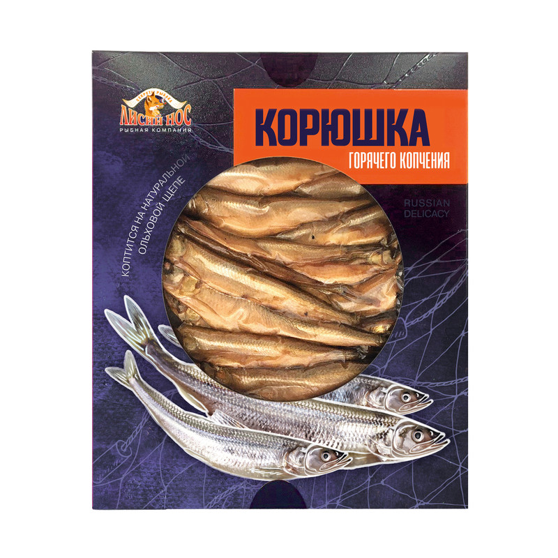 Изображение товара Корюшка Лисий Нос горячего копчения, 250г
