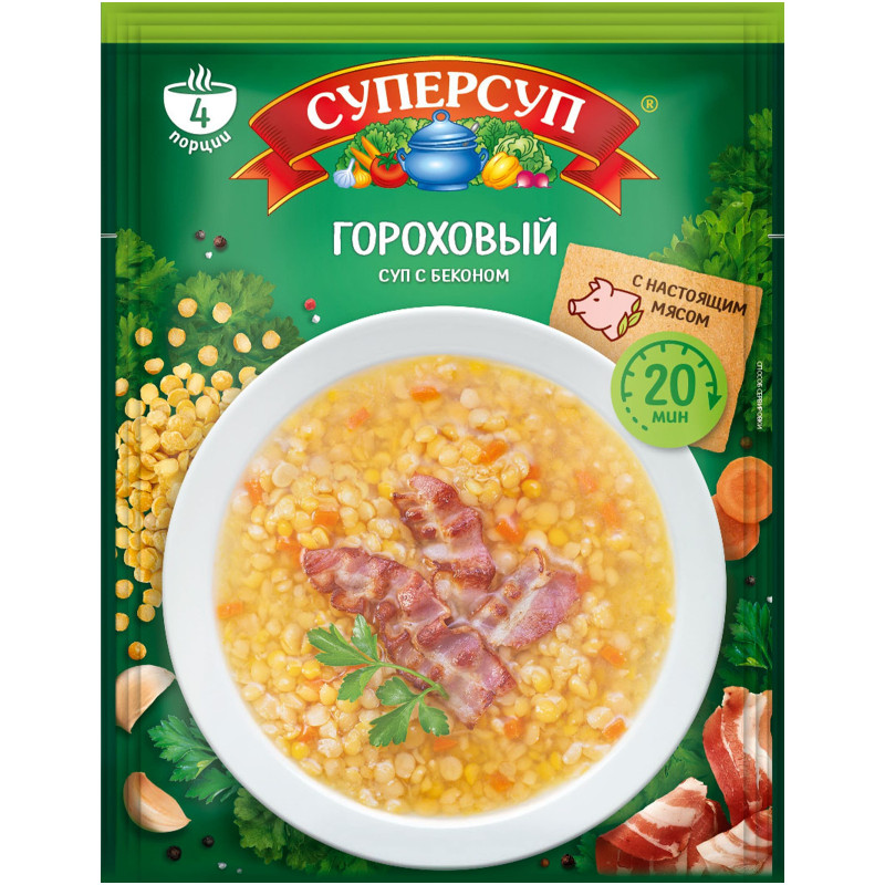 Изображение товара Суп Суперсуп гороховый с беконом, 70г