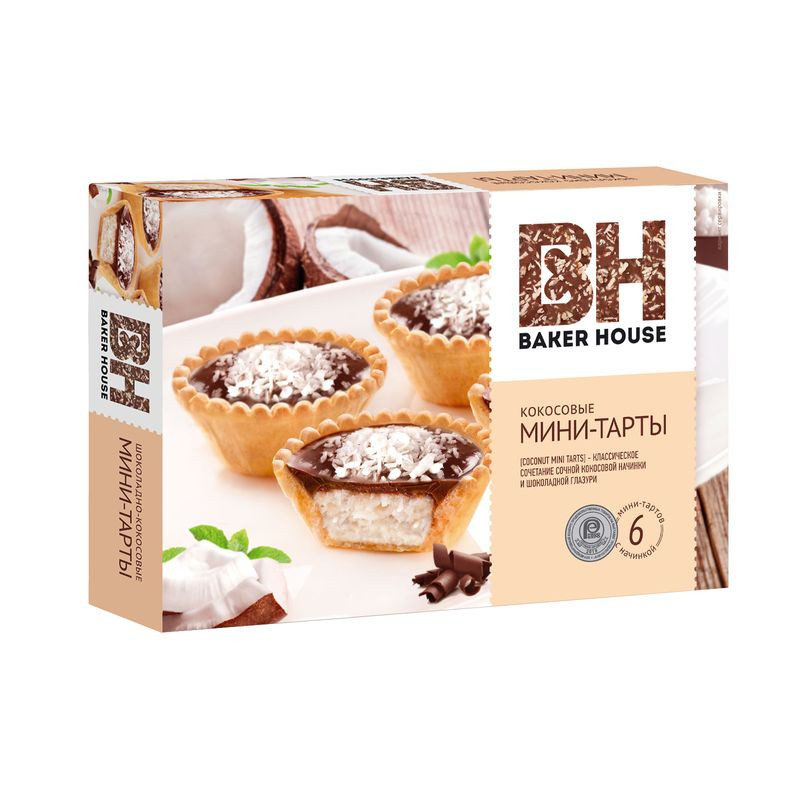 Изображение товара Пирожное Baker House с кокосовой начинкой 240г - вкусное сдобное сладкое изделие