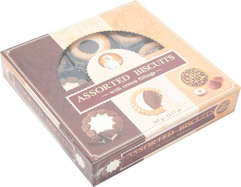 Изображение товара Печенье Santa Bakery Бискотти ассорти с кремовой начинкой 345г