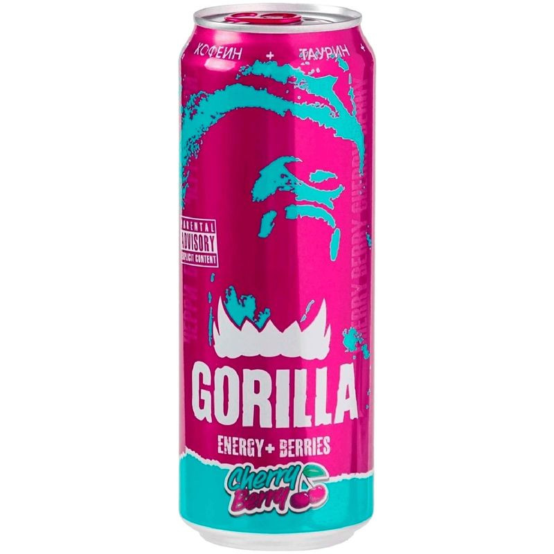 Изображение товара Gorilla Cherry Berry Газированный безалкогольный напиток 450мл Ягодный вкус