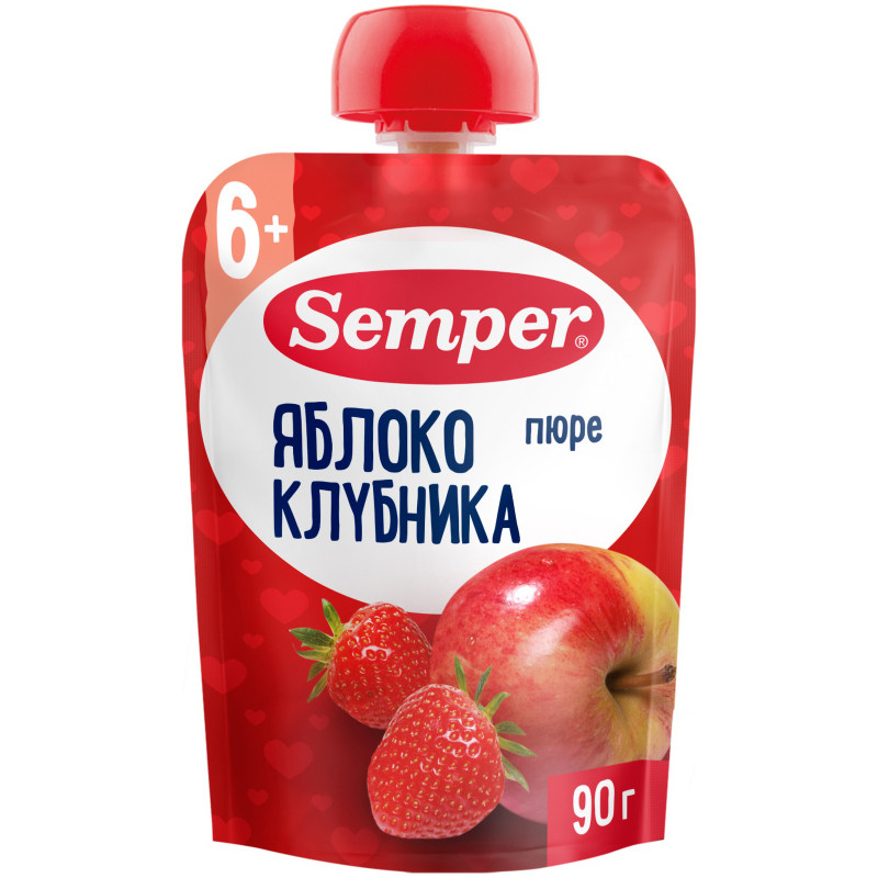 Изображение товара Пюре Semper яблоко-клубника, 90г