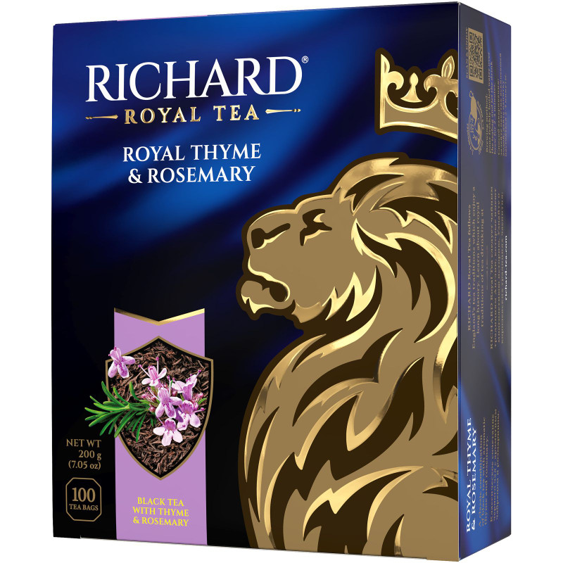 Изображение товара Чай Richard Королевский байховый чабрец и розмарин в пакетиках, 100х2г