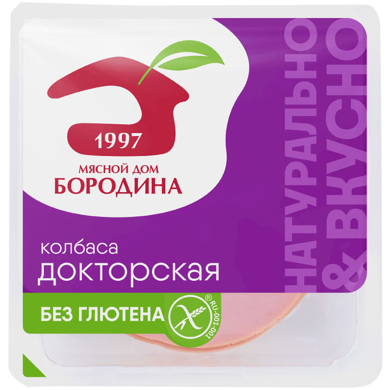 Изображение товара Колбаса Мясной Дом Бородина Докторская вареная категории А, 190г
