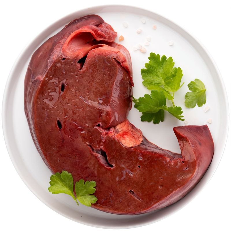 Изображение товара Печень говяжья дефростированная Перекрёсток 105 г белки витамины быстрое приготовление