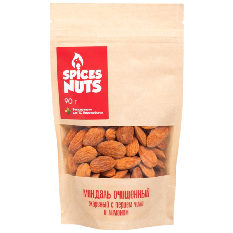 Изображение товара Миндаль Spices Nuts очищенный жареный с перцем чили и лимоном, 90г