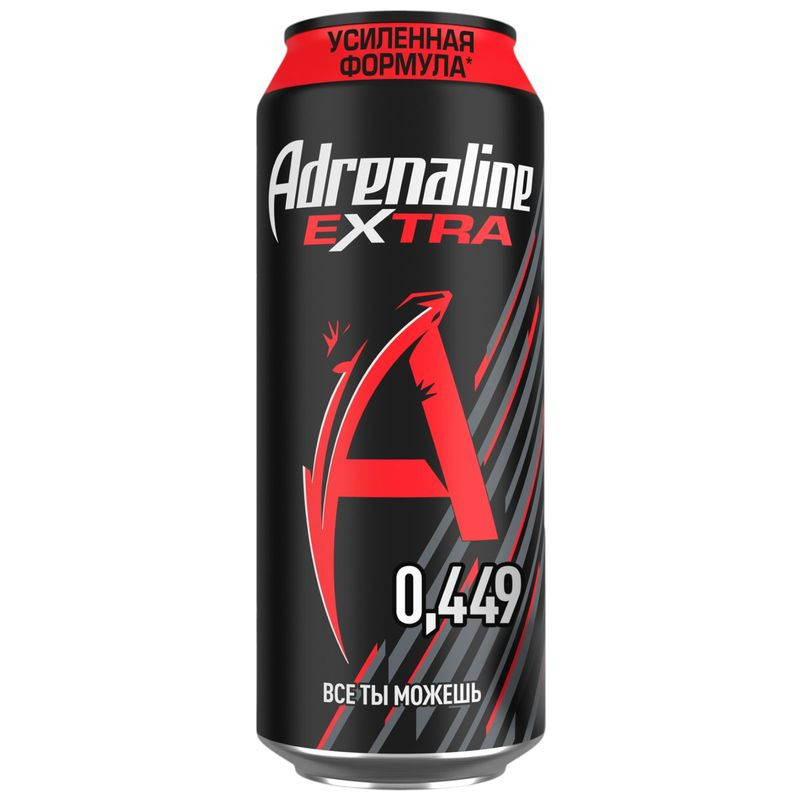 Изображение товара Энергетический напиток Adrenaline Extra 449 мл оригинальный вкус Россия