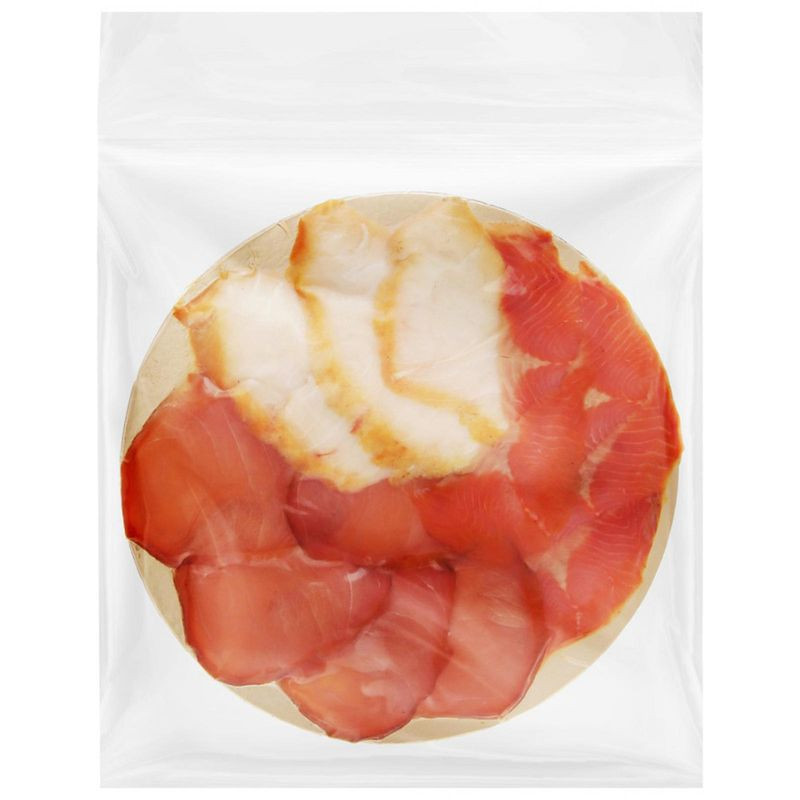 Изображение товара Рыбное ассорти масляная форель и марлин холодное копчение 250г