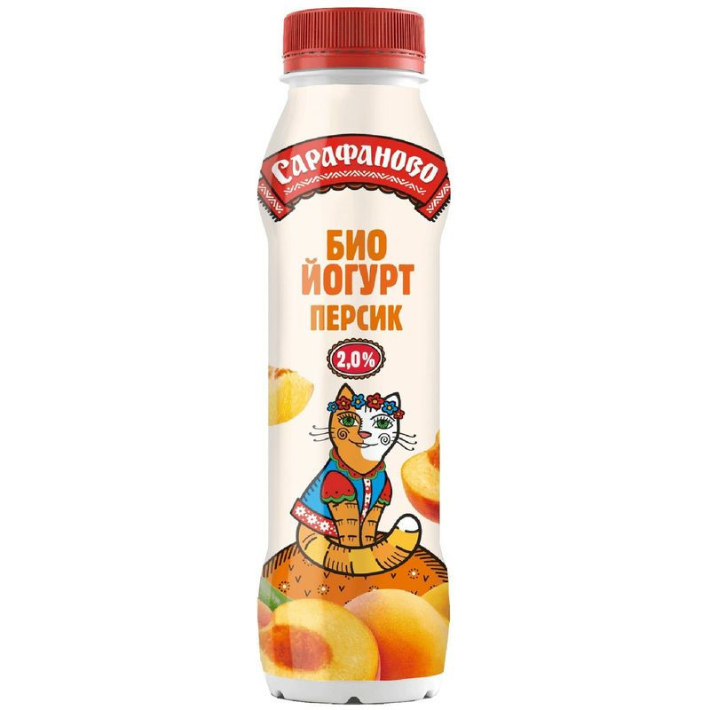 Изображение товара Биойогурт Сарафаново для детей с персиком 2% 260г натуральный вкус