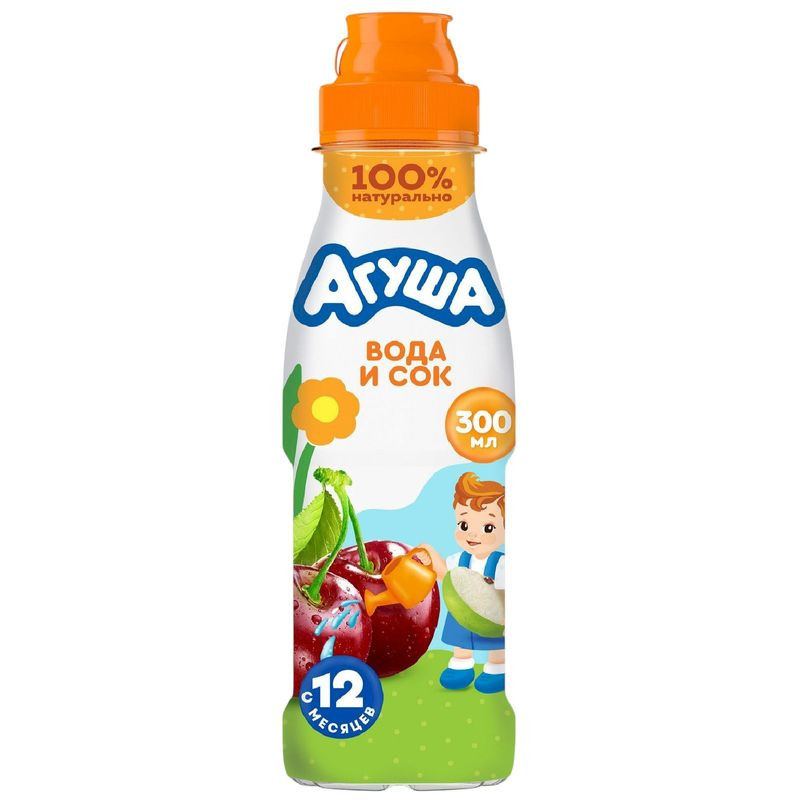 Изображение товара Агуша вода с соком Яблоко-Вишня 300мл для детей от 12 мес натуральный фруктовый напиток
