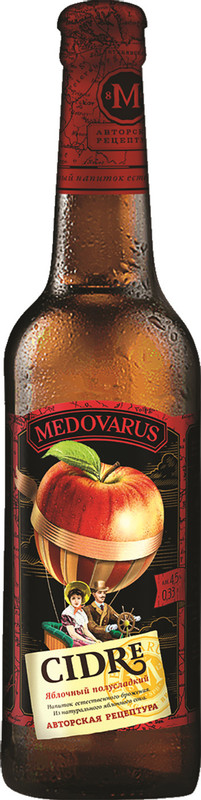Изображение товара Сидр Medovarus яблочный полусладкий жемчужный игристый 4.5%, 330мл