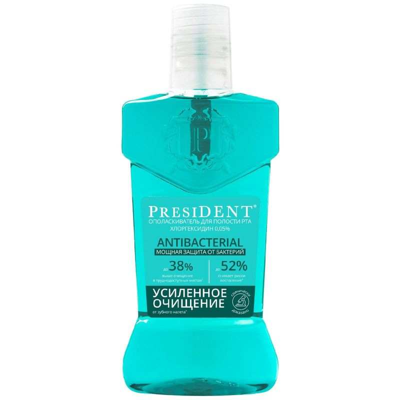 Изображение товара Ополаскиватель для полости рта President Antibacterial Мощная Защита 250 мл