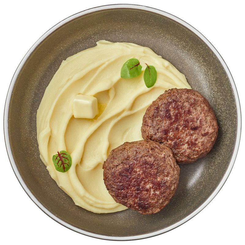 Изображение товара Биточки мясные с картофельным пюре Перекрёсток Select 300г готовое блюдо
