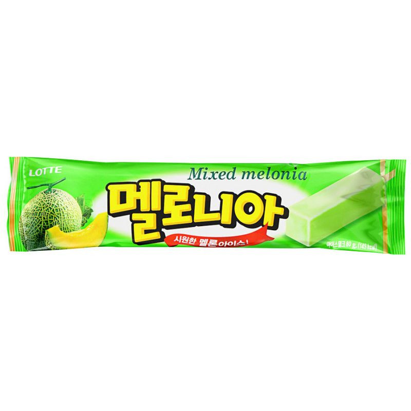 Изображение товара Эскимо Lotte Мелония двойная дыня 6% 80 г молочное мороженое