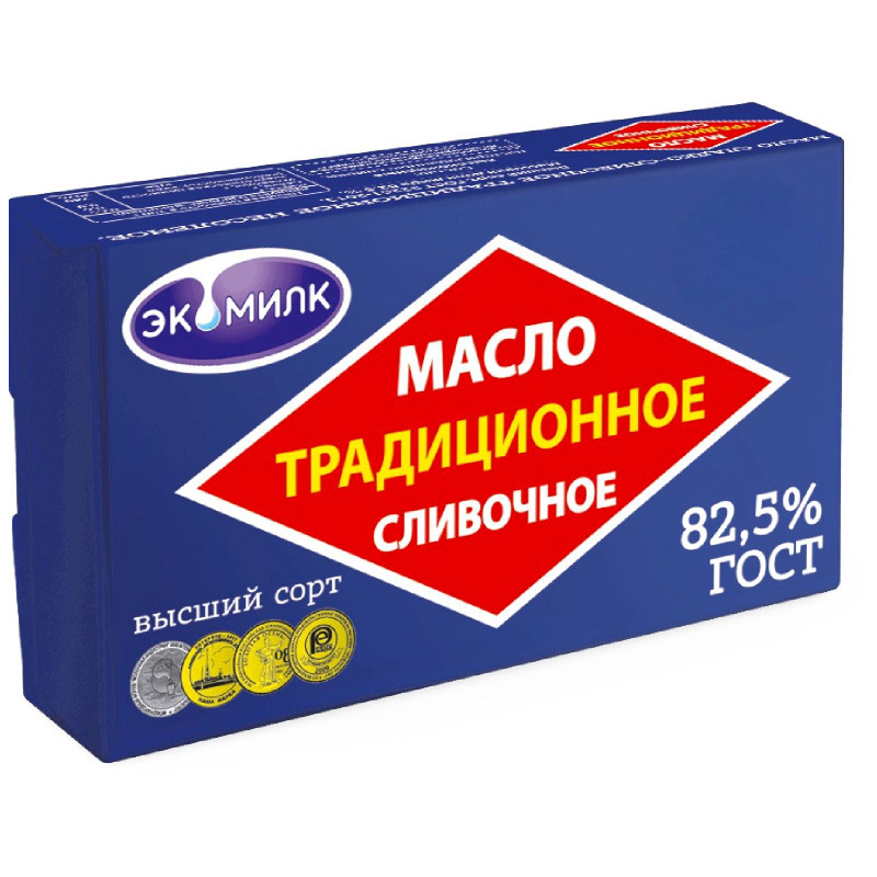Изображение товара Масло сладкосливочное Экомилк Традиционное несолёное 82.5%, 160г