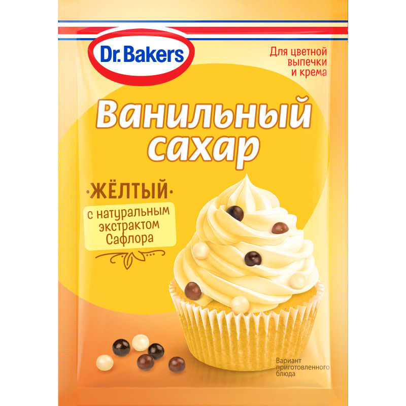 Изображение товара Сахар Dr.Bakers Ванильный с красителями желтый, 8г