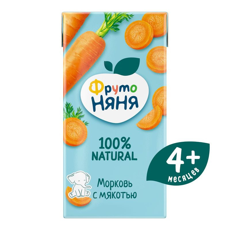 Изображение товара Детский нектар ФрутоНяня морковный с мякотью 200 мл натуральное питание для малышей