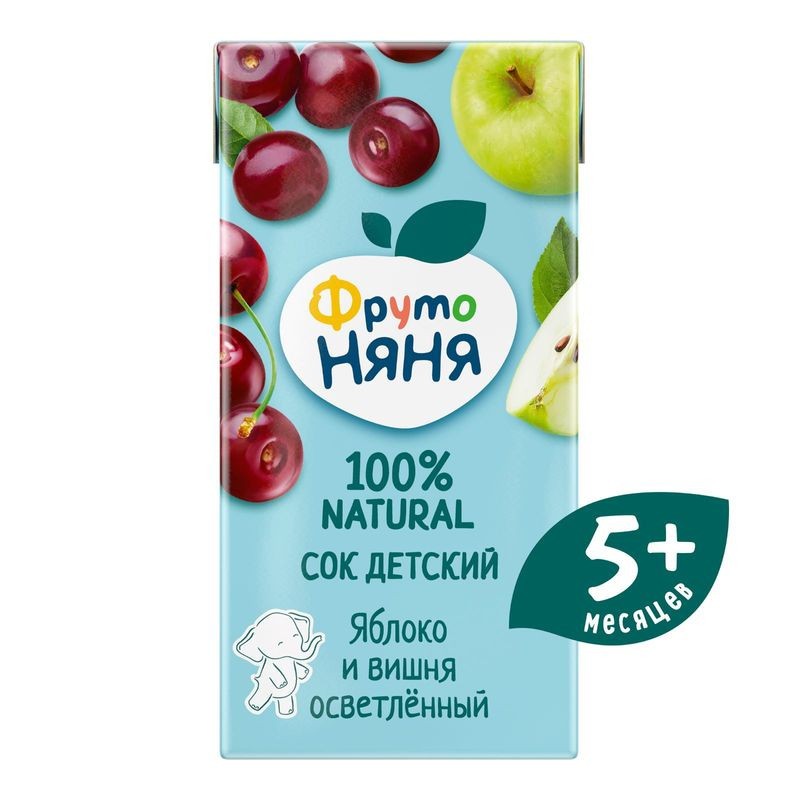 Изображение товара Детский сок ФрутоНяня яблочно-вишнёвый 200 мл для детей от 5 месяцев