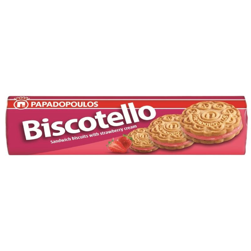Изображение товара Печенье-сэндвич Papadopoulos с клубничным кремом 200г Греция