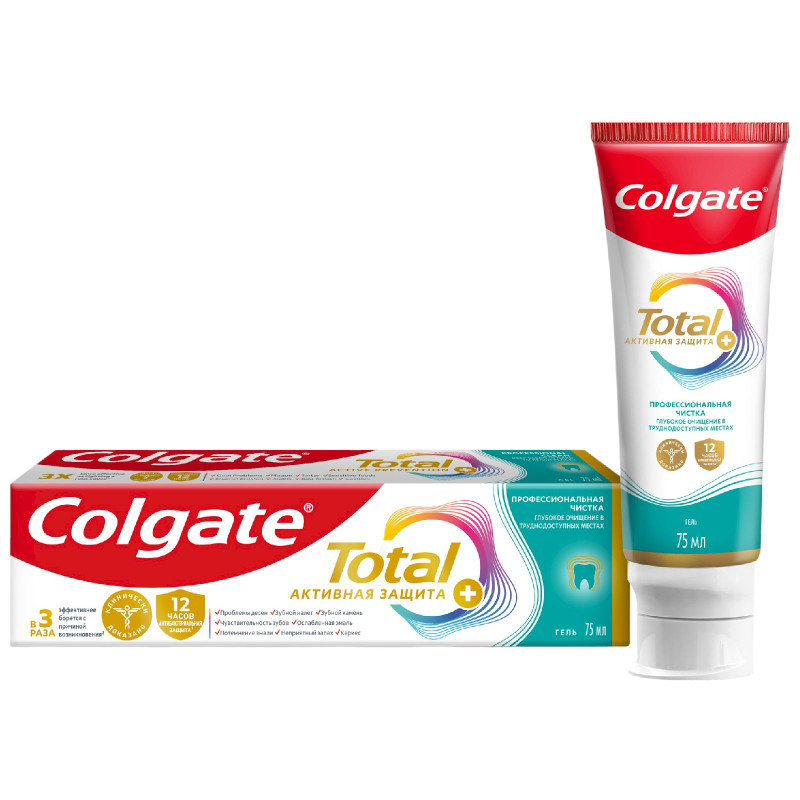 Изображение товара Зубная паста Colgate Total 12 Профессиональная Чистка гель для защиты всей полости рта, 75мл