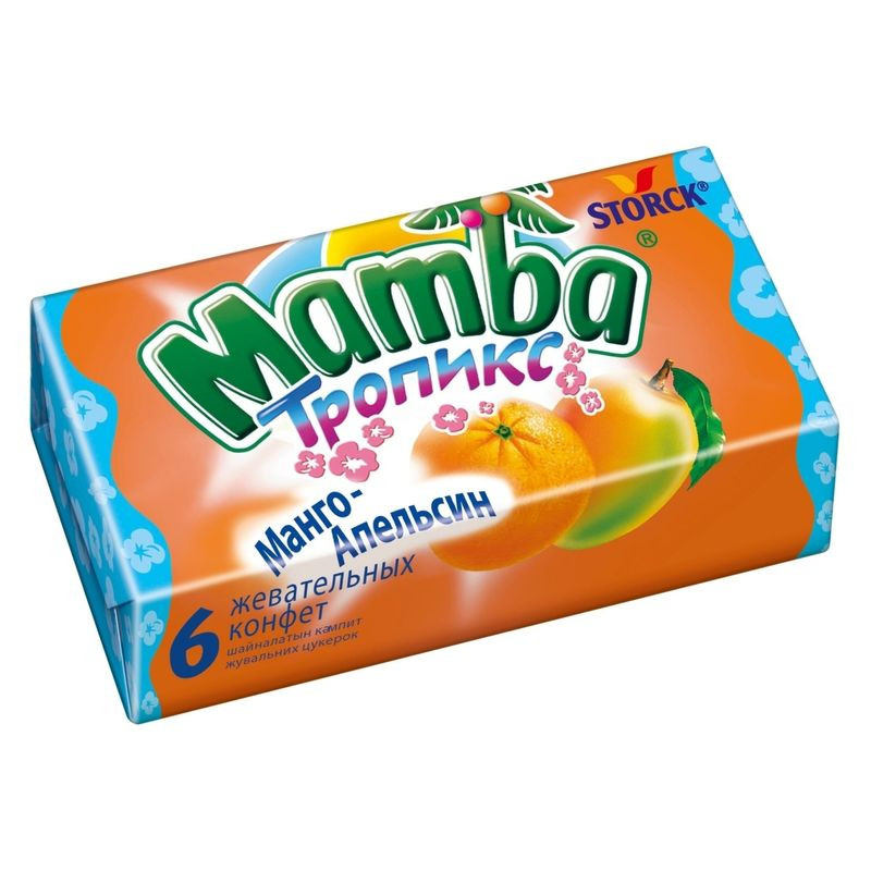 Изображение товара Конфеты Mamba Тропикс жевательные яблоко-киви, 26.5г