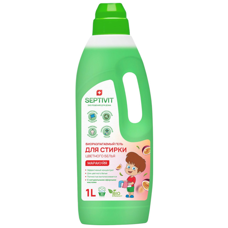 Изображение товара Гель для стирки Septivit для цветного белья маракуйя, 1л