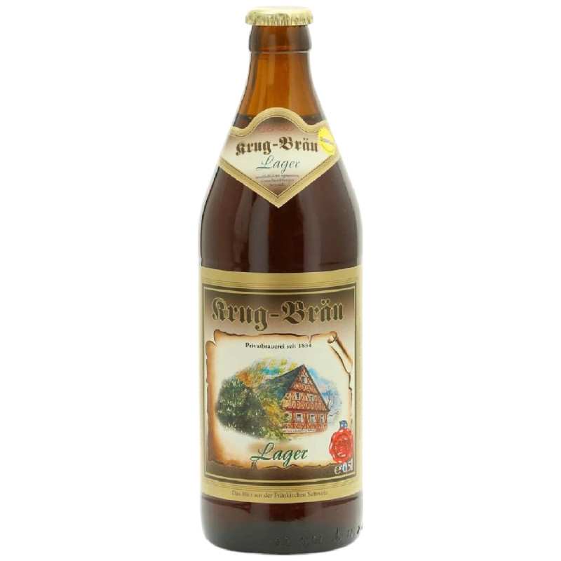 Изображение товара Пиво Krug Bräu Lager тёмное пастеризованное фильтрованное, 500мл