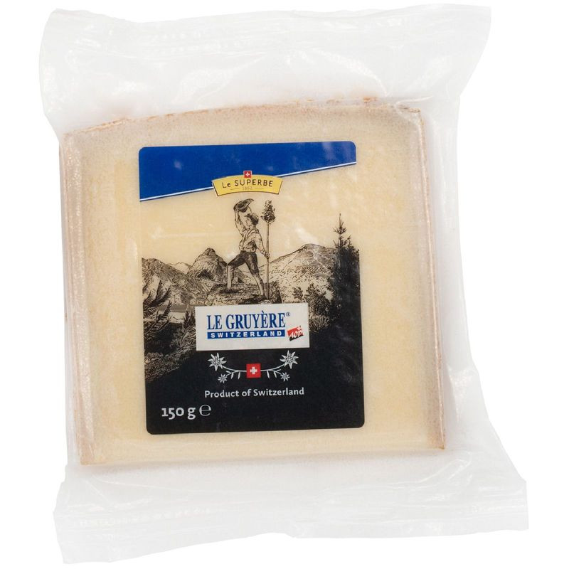 Изображение товара Сыр Le Superbe Грюйер 50% 150г - Твердый сыр из Швейцарии