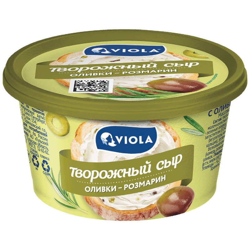Изображение товара Сыр творожный Viola c оливками и розмарином 68%, 140г