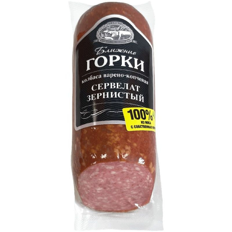 Изображение товара Колбаса Ближние горки Сервелат зернистый варёно-копчёная 330г