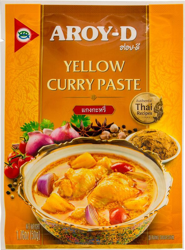 Изображение товара Паста Aroy-D карри жёлтая 50 мл натуральный ароматный соус для блюд