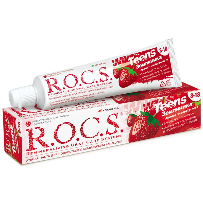 Изображение товара Зубная паста R.O.C.S. земляника фруктовый аромат 74г для взрослых