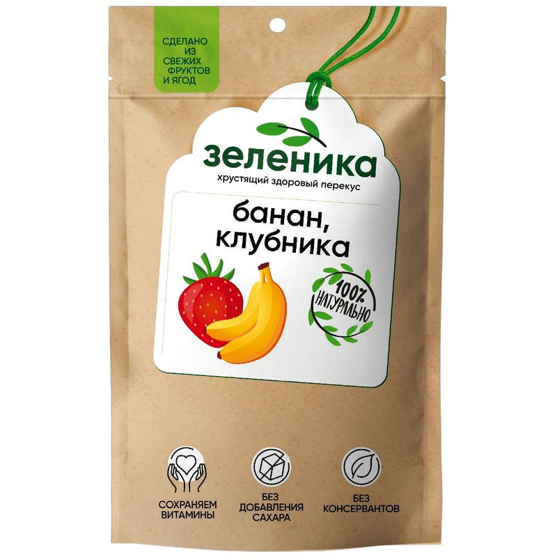 Изображение товара Ягоды Зеленика Здоровый перекус клубника и банан 20г