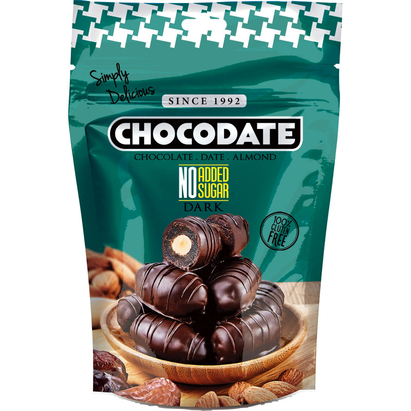 Изображение товара Конфеты Chocodate с финиками и миндалем в темном шоколаде без сахара