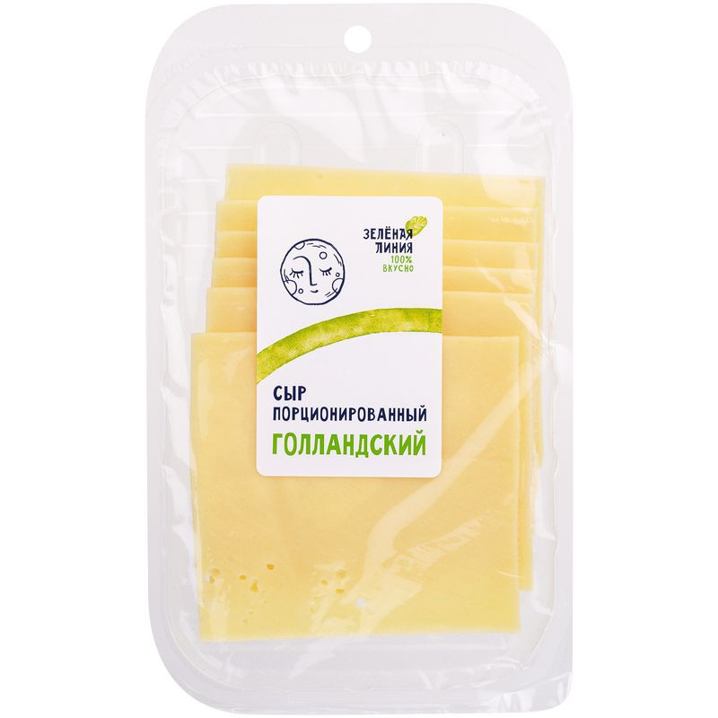 Изображение товара Голландский сыр нарезка Зелёная Линия 150г полутвёрдый с насыщенным вкусом