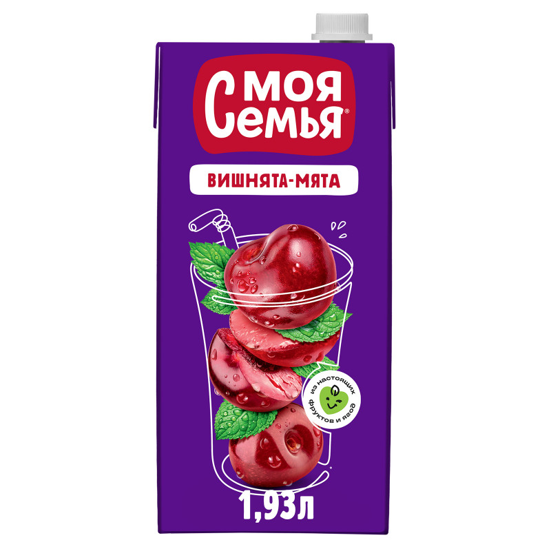 Изображение товара Напиток сокосодержащий Моя Семья вишня-мята, 1.93л