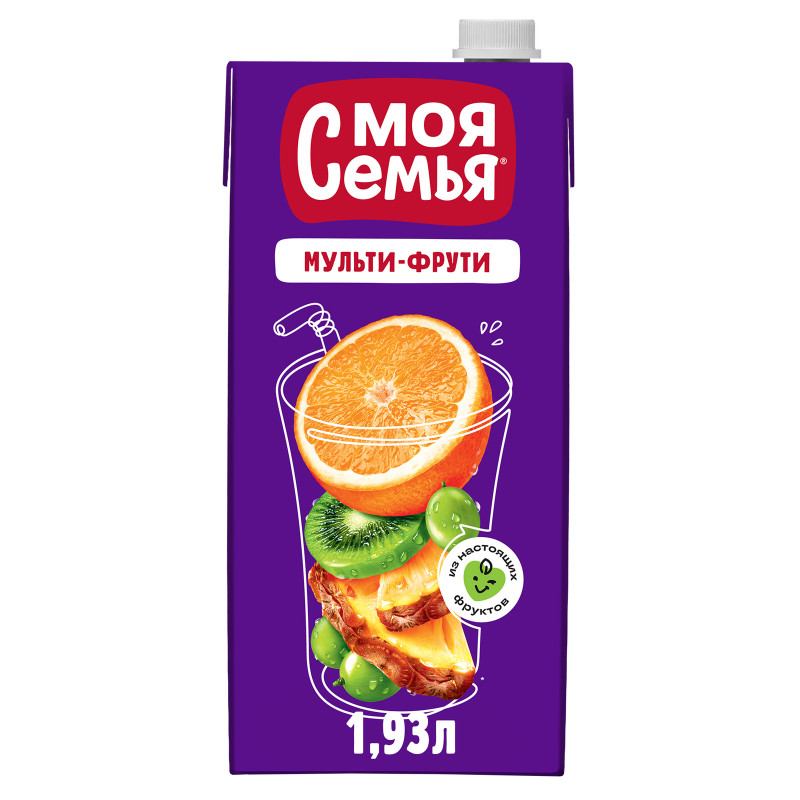 Изображение товара Напиток сокосодержащий Моя Семья Мульти-Фрути мультифруктовый, 1.93л