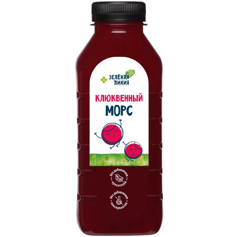 Изображение товара Морс клюквенный Зелёная Линия 1л натуральный напиток для здоровья