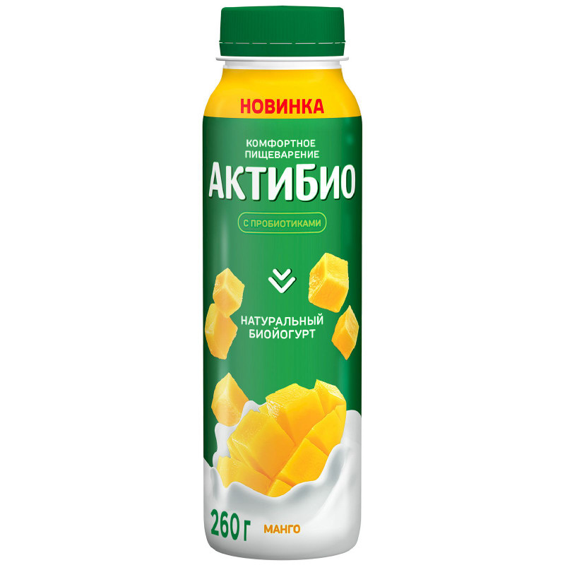 Изображение товара Биойогурт Актибио обогащенный бифидобактериями B.Lactis с манго 1.5%, 260г
