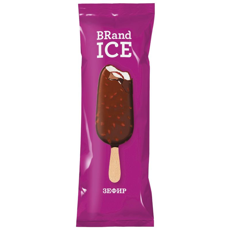 Изображение товара Мороженое Brand Ice Зефир в тёмном шоколаде 70г эскимо на основе натуральных ингредиентов
