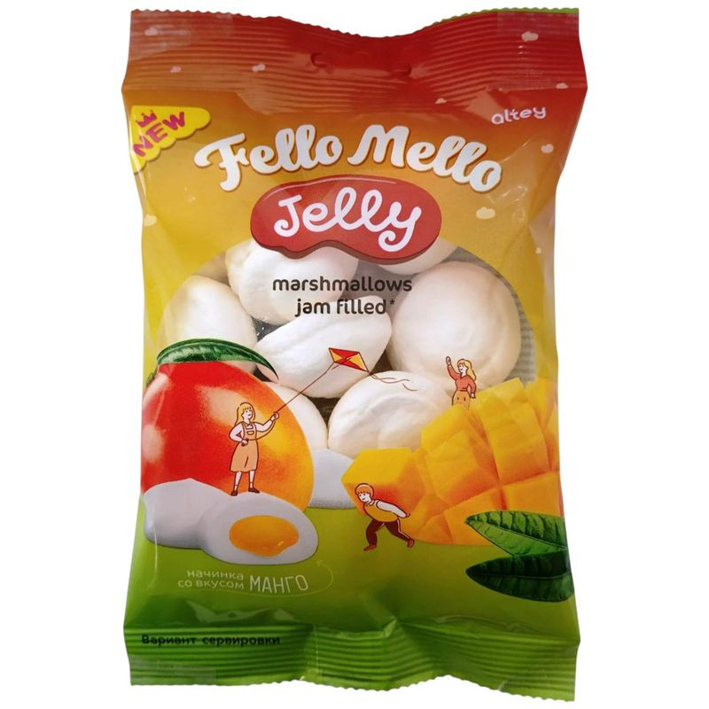 Изображение товара Жевательный зефир Fello Mello Jelly с манго 55г натуральный и вкусный десерт