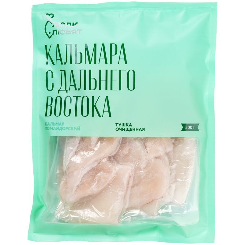 Изображение товара Тушка кальмара командорского очищенная замороженная 500г Люди Любят