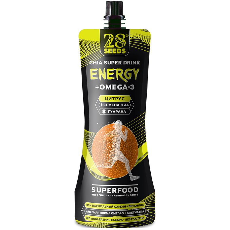 Изображение товара Безалкогольный напиток 28Seeds Чиа цитрус омега-3 250мл тонизирующий