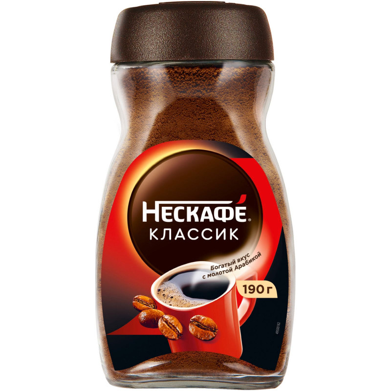 Изображение товара Кофе Nescafe Classic растворимый с молотым кофе 190г