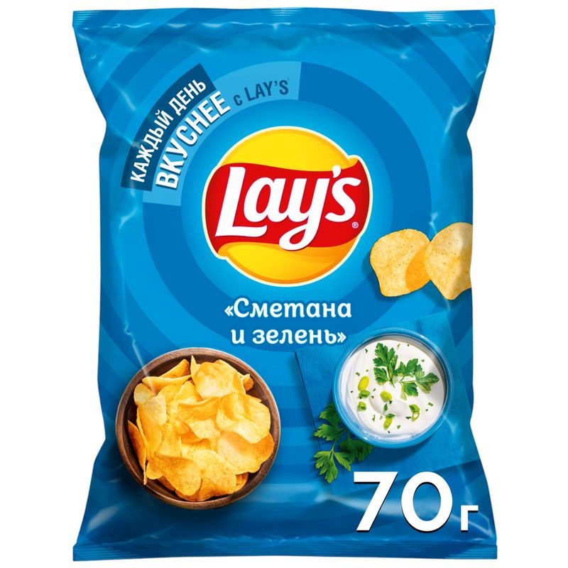 Изображение товара Чипсы картофельные Lay's со вкусом сметаны и зелени 70г