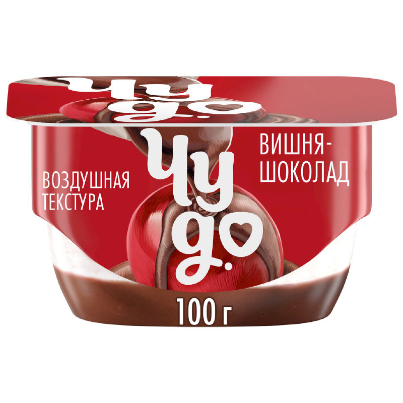 Изображение товара Творожок Чудо со вкусом вишни с шоколадным соусом 4.4%, 100г