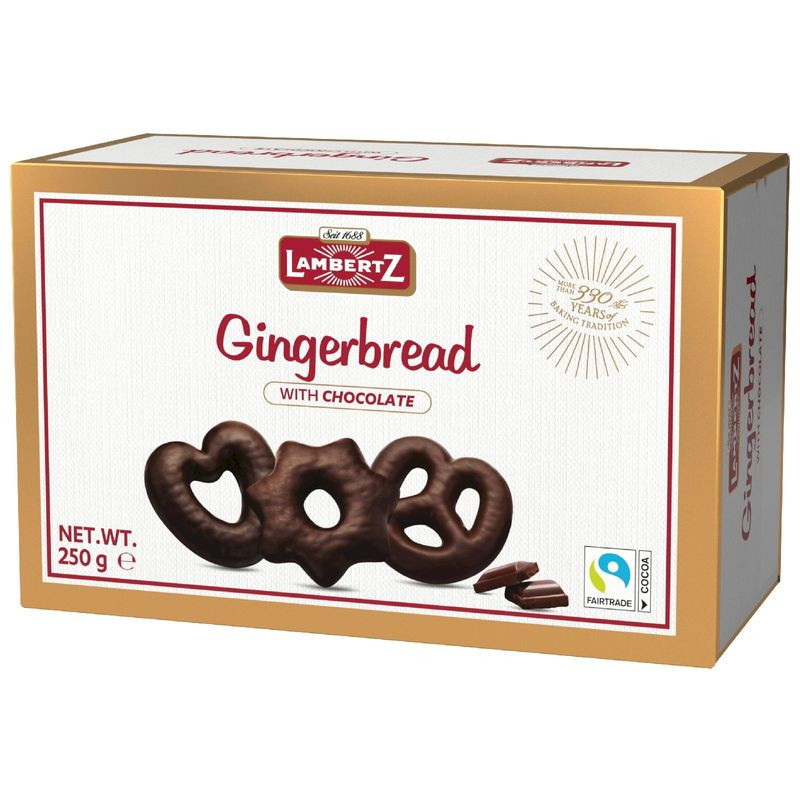 Изображение товара Пряники Lambertz в шоколаде 250г - вкусное сладкое угощение без начинки